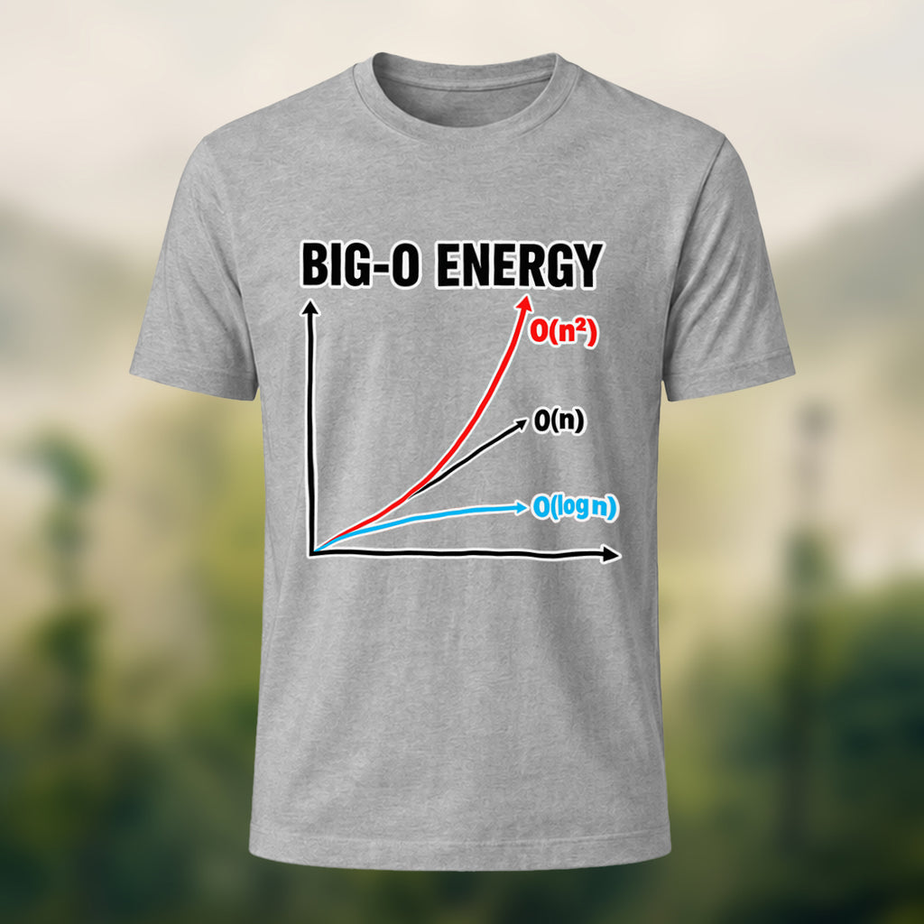 Big-O Energy Print Casual Premium Cotton T-Shirt Heather Grey
