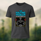Halting Problem Print Casual Premium Cotton T-Shirt Charcoal