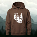 Cotton Made Dark Skull Print Hoodie Coffee