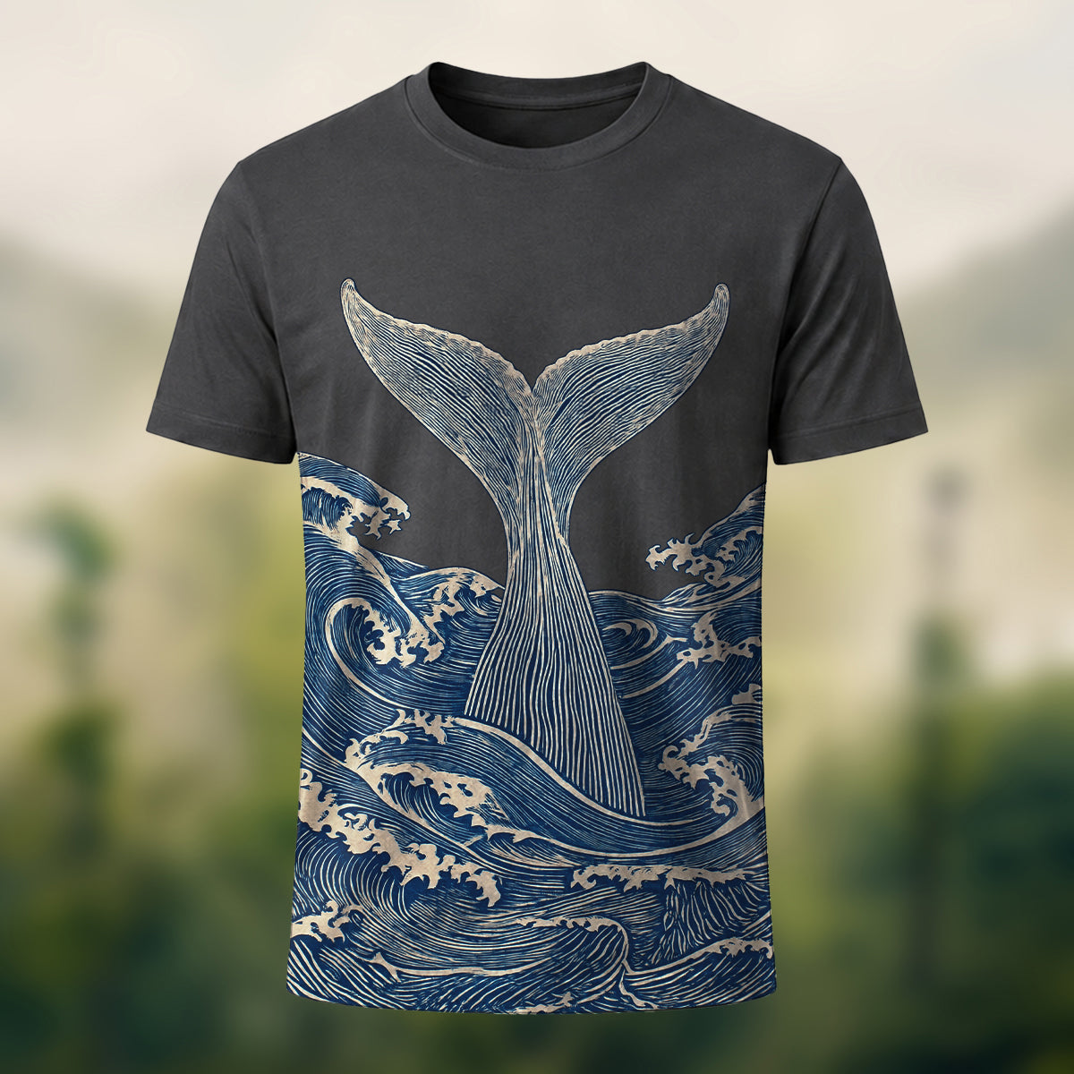 Vintage Sculptural Whale Tail Tee Charcoal