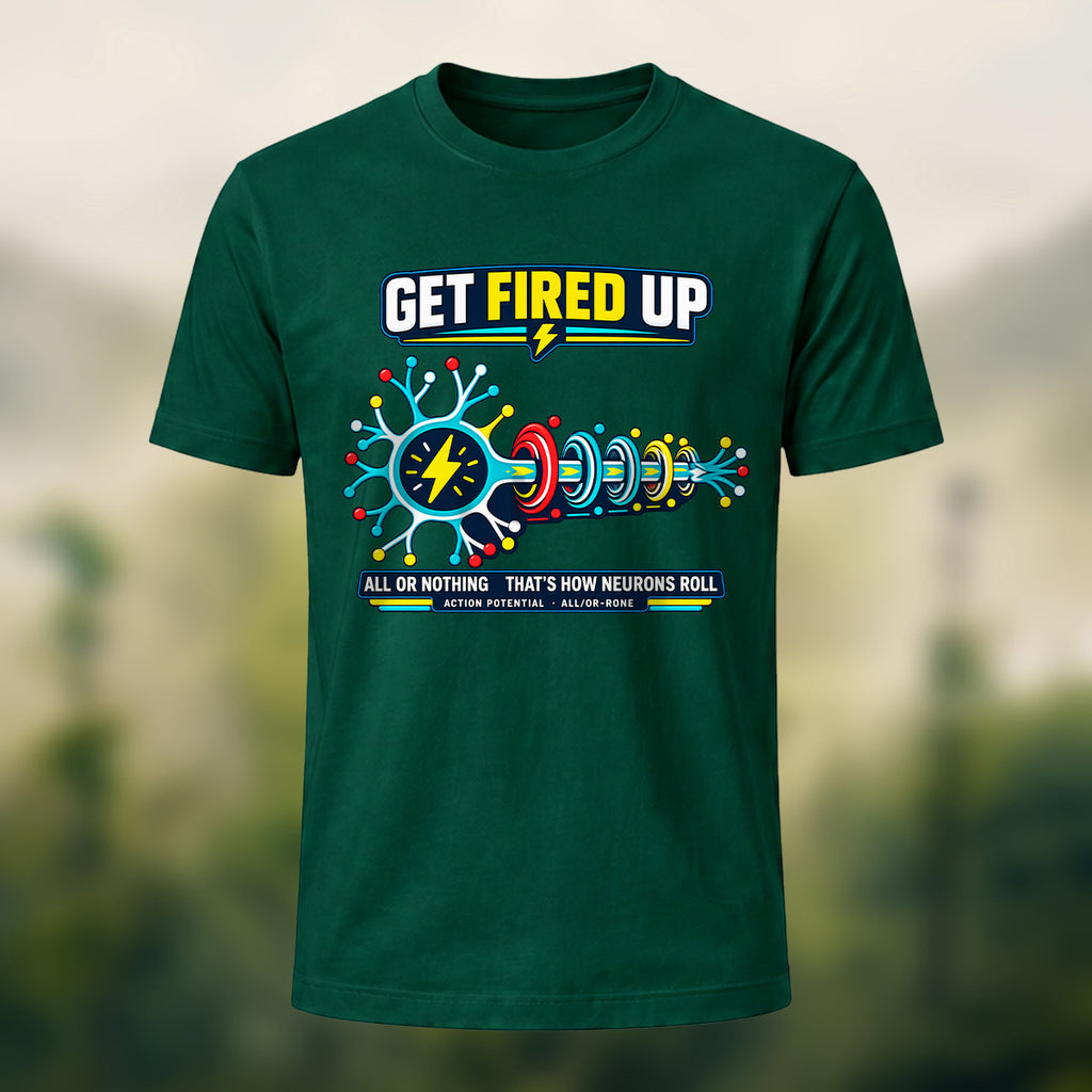 Futuristic Neuron Print Premium Cotton T-Shirt Forest Green