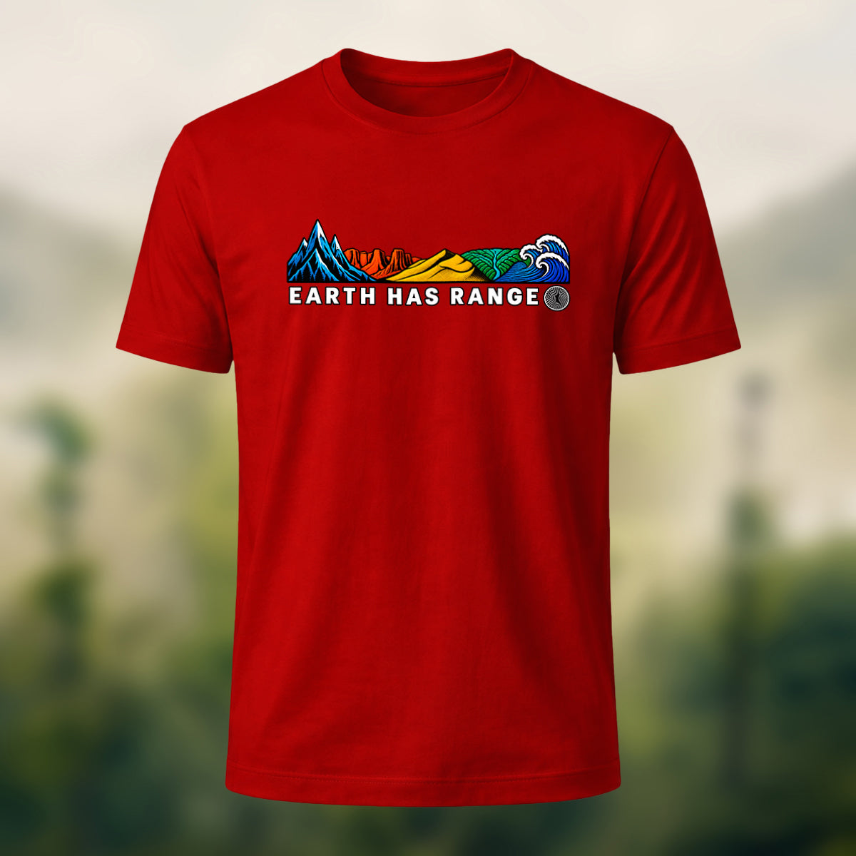 Artistic Earth Has Range Scenic Soft Cotton Tee Red