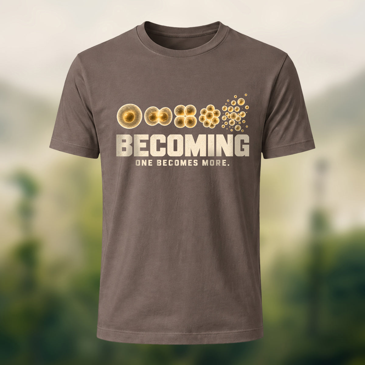 Creative Cell Division Print Premium Cotton T-Shirt Coffee