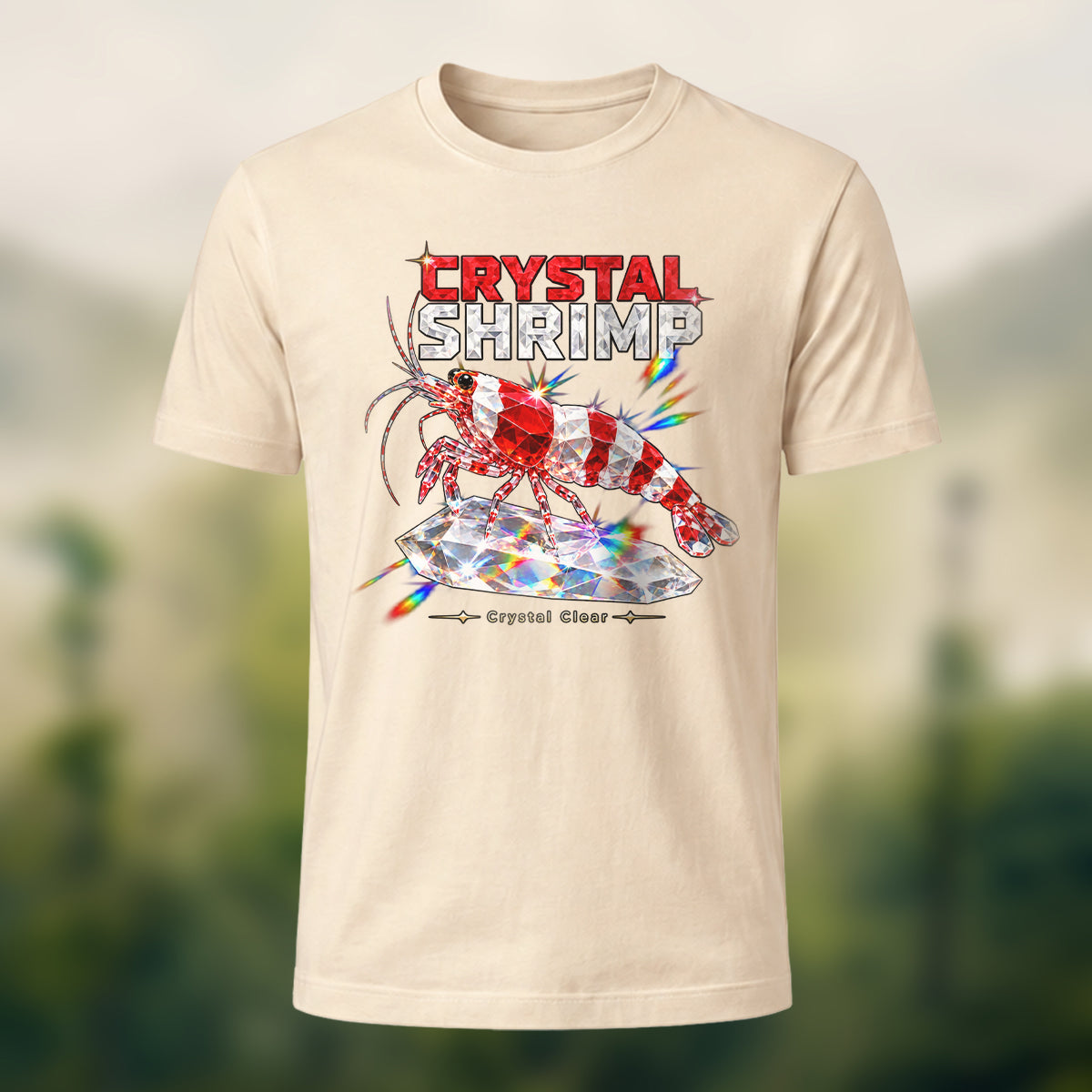 DTG Sparkling Crystal Shrimp Premium Cotton T-Shirt Beige