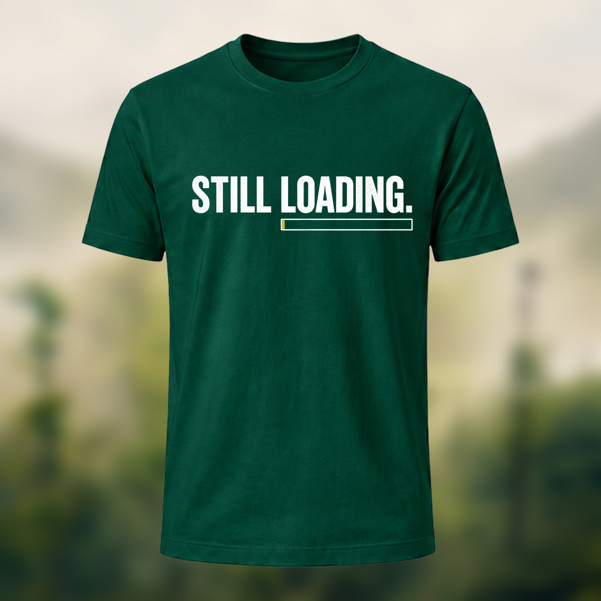 Minimal Loading Statement Premium Cotton T-Shirt Forest Green