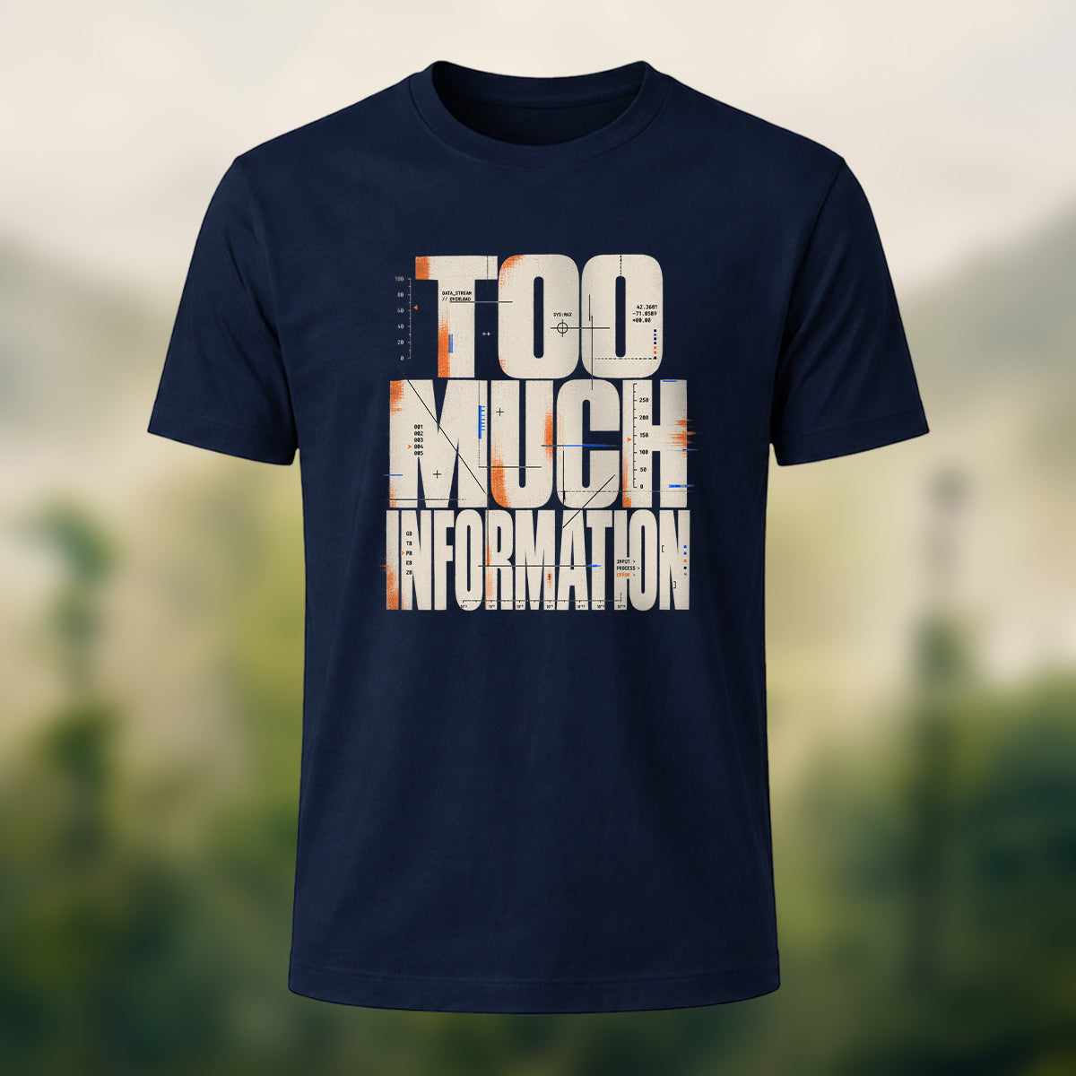 Minimal Information Overload Soft Cotton T-Shirt Navy