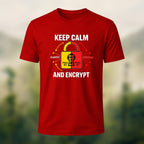 Keep Calm And Encrypt Print Casual Cotton T-Shirt Red