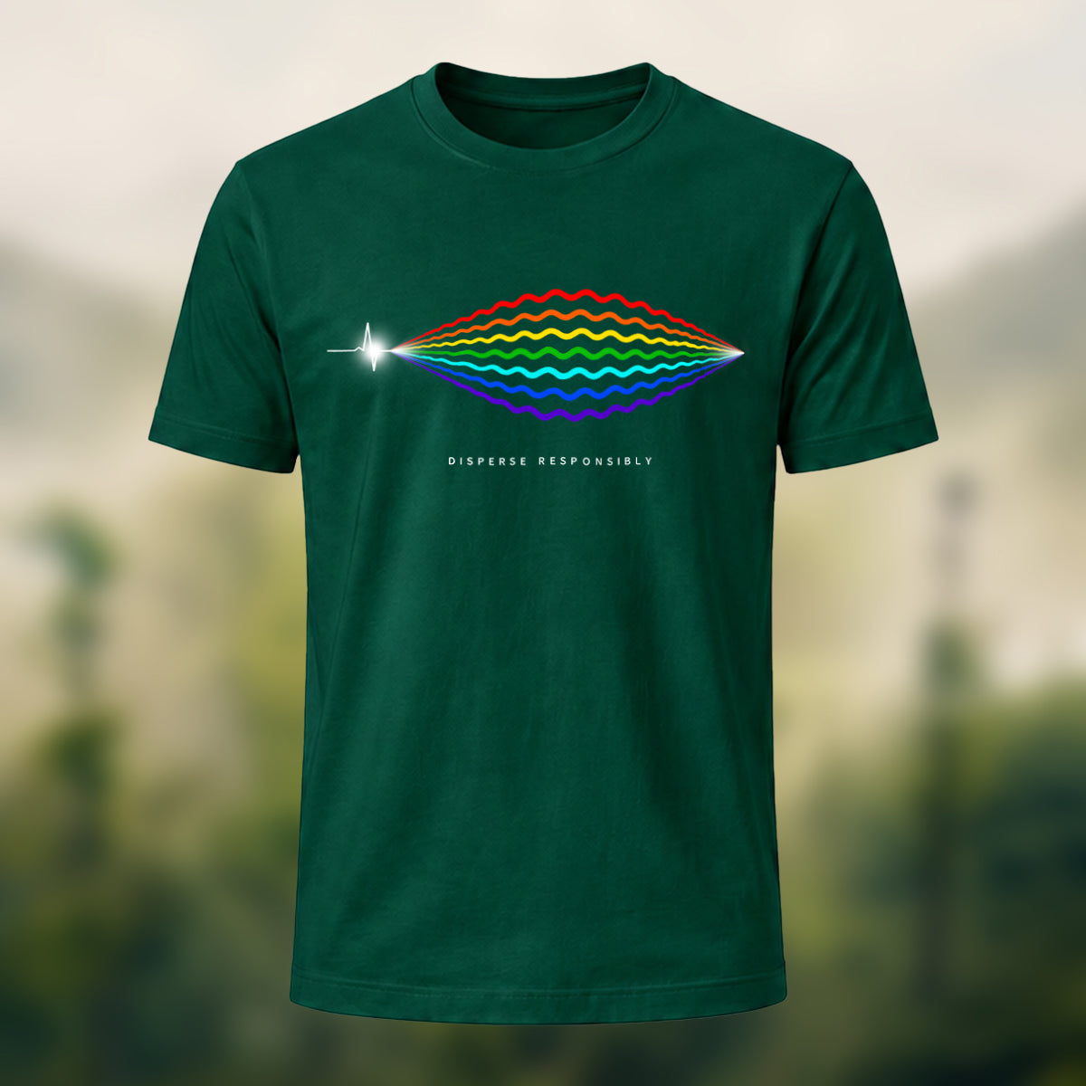 Disperse Wave Print Casual Soft Cotton T-Shirt Forest Green