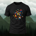 Geometric Colorful Cubes Premium Cotton T-Shirt Black