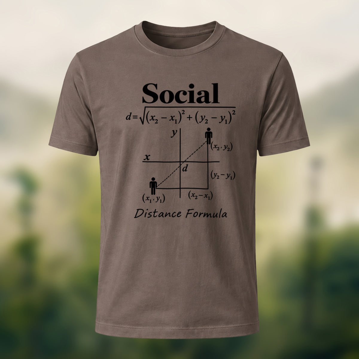 Creative Social Distance Premium Cotton T-Shirt Coffee
