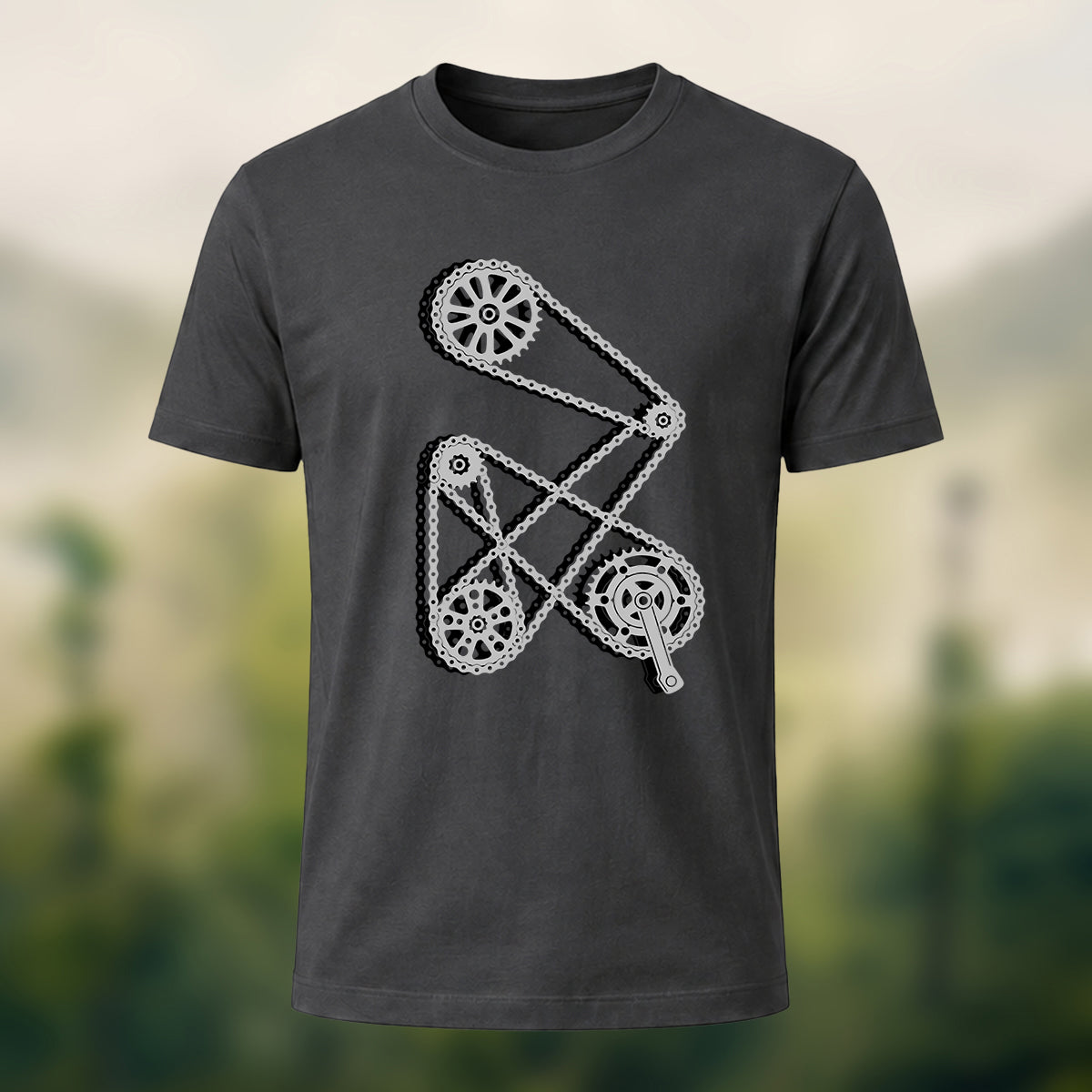 Mechanical Bicycle Chain Premium Cotton T-Shirt Charcoal