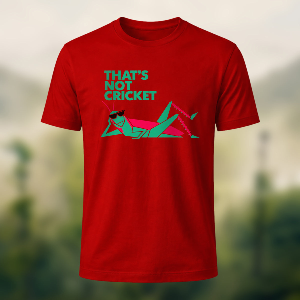 Witty Laid-Back Cricket Combed Cotton T-Shirt Red