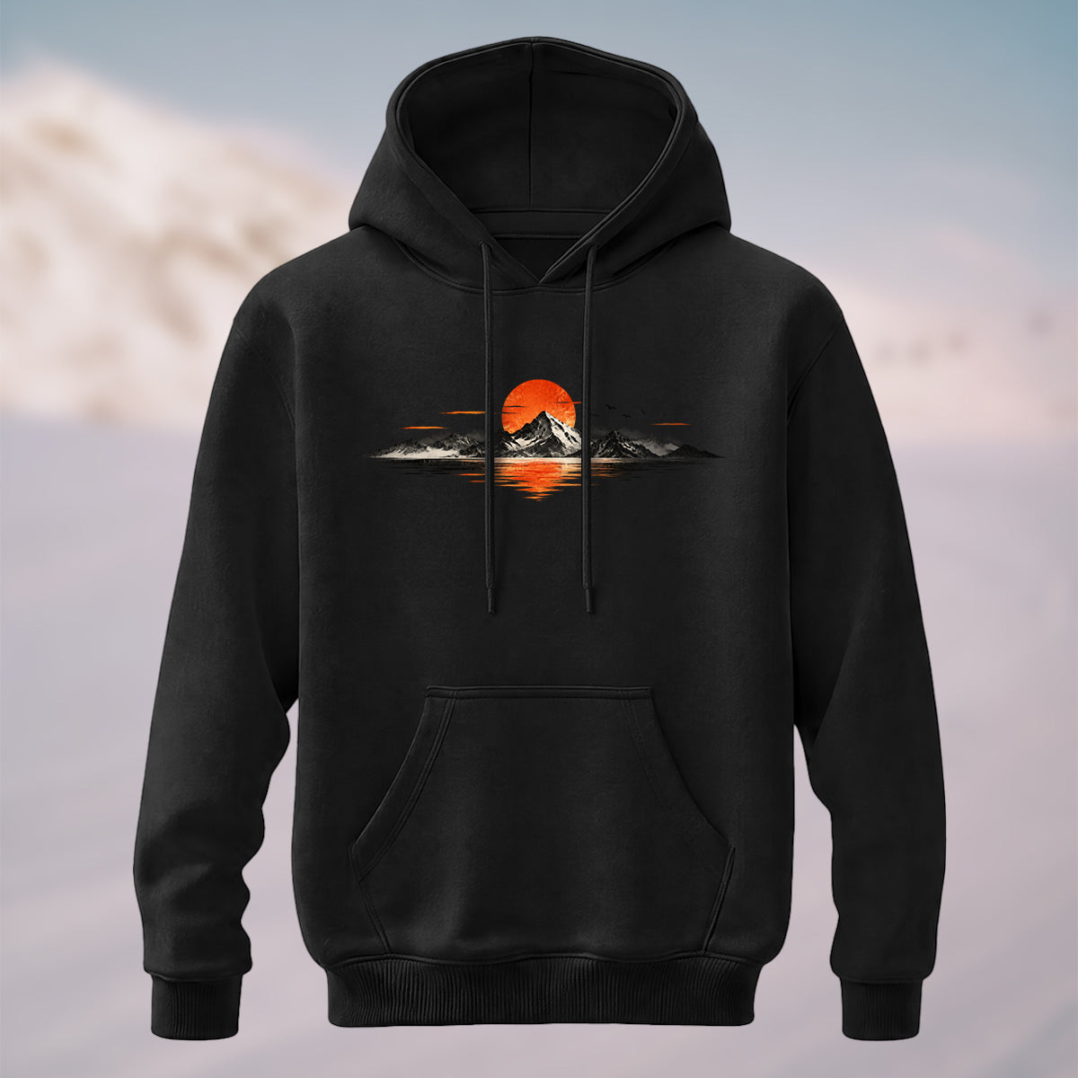 Cotton Made Vintage Sunset Reflection Hoodie Black