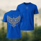 Viking Eagle Print Combed Cotton T-Shirt Royal Blue