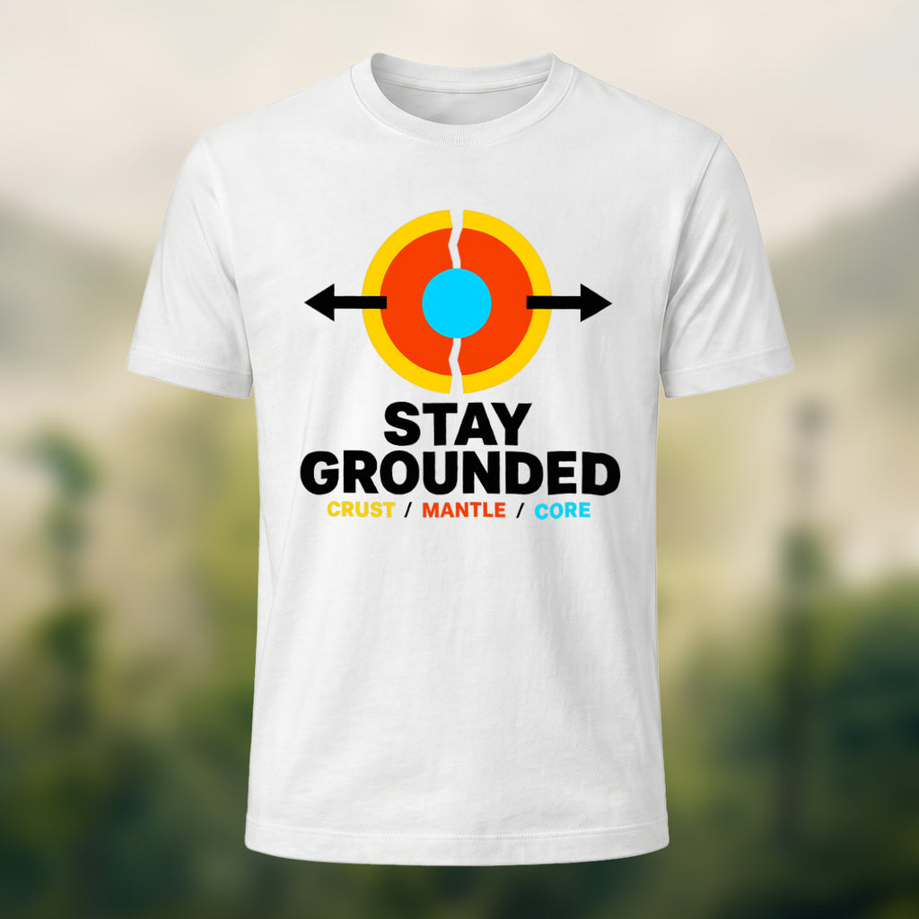Earth Core Print Casual Soft Cotton T-Shirt White