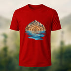 Geological Mountain Premium Cotton T-Shirt Red