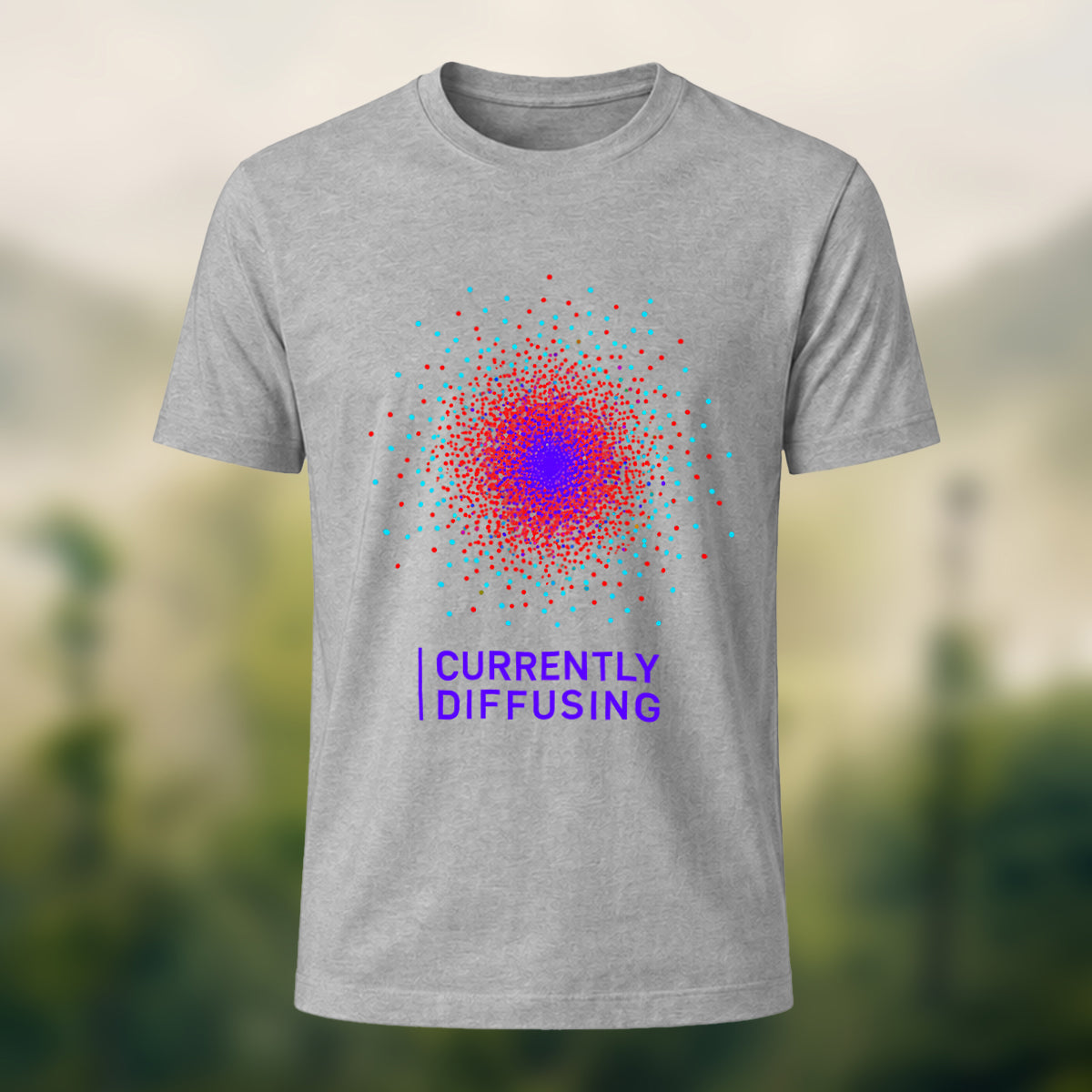 DTG Currently Diffusing Print Casual Soft Cotton T-Shirt Heather Grey