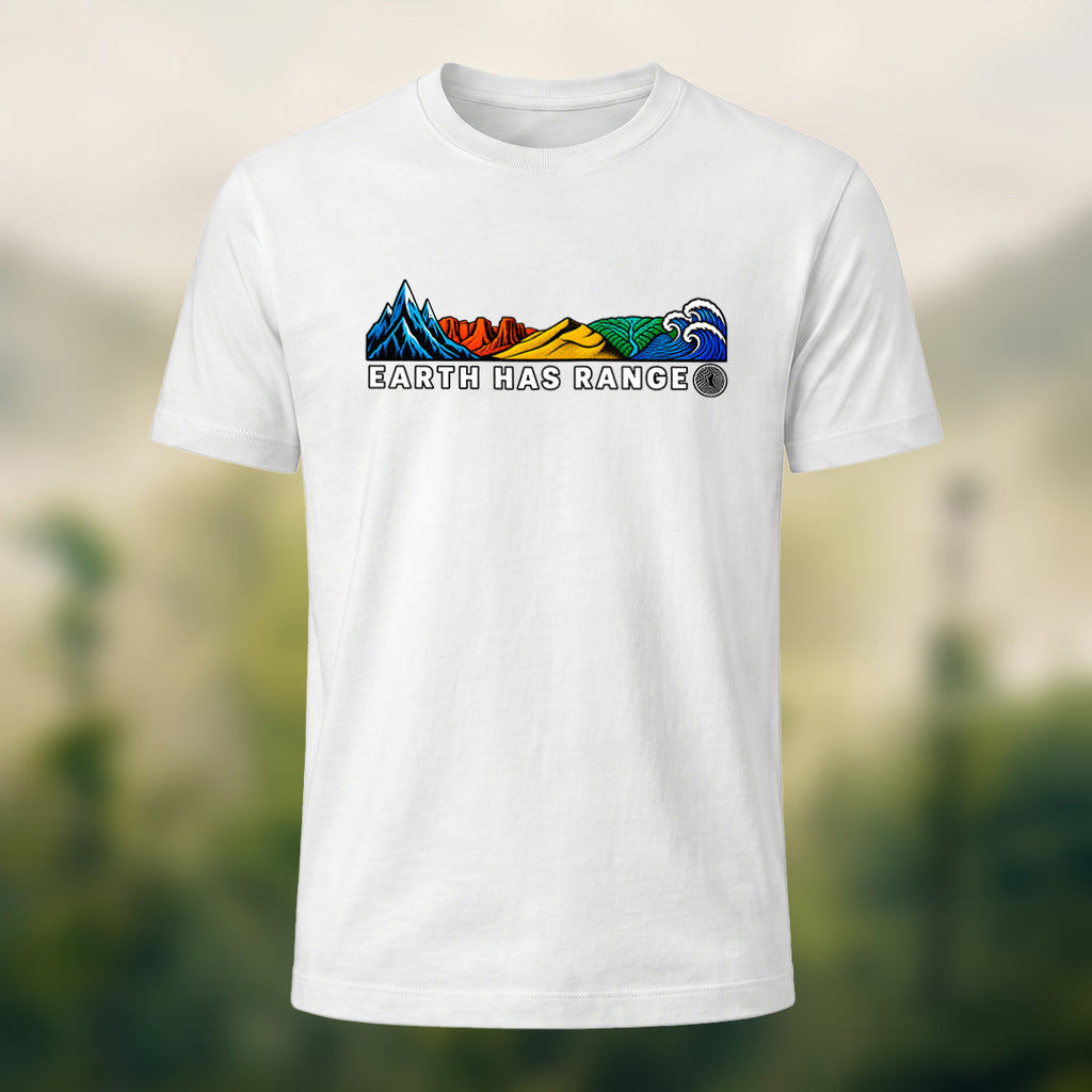 Artistic Earth Has Range Scenic Soft Cotton Tee White