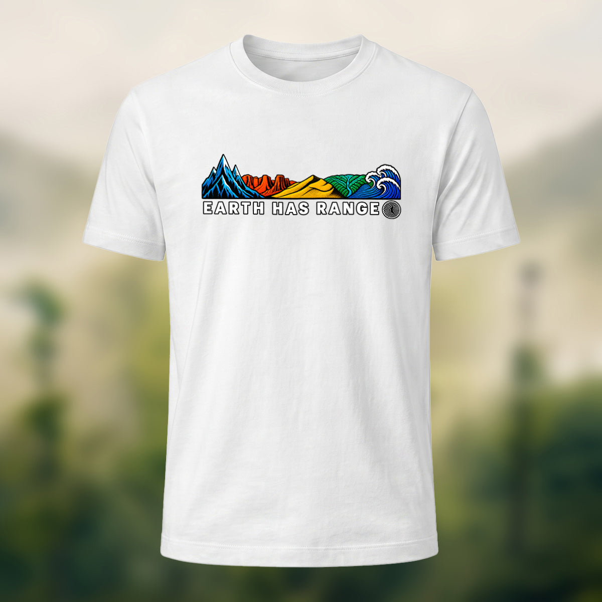 Artistic Earth Has Range Scenic Soft Cotton Tee White