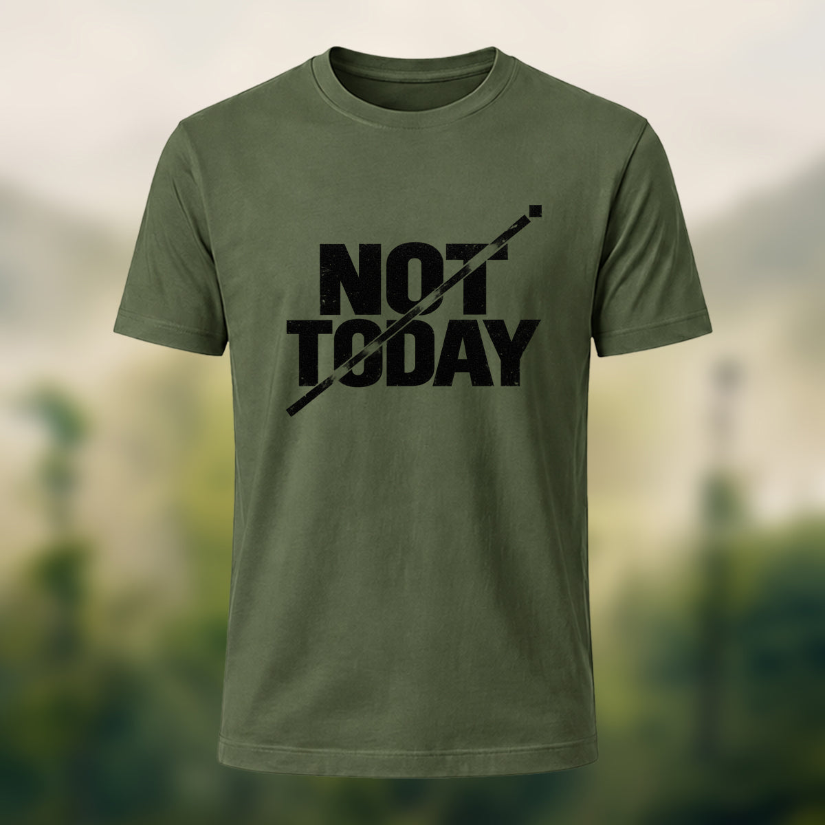 Off Duty Statement Soft Cotton T-Shirt Olive Green