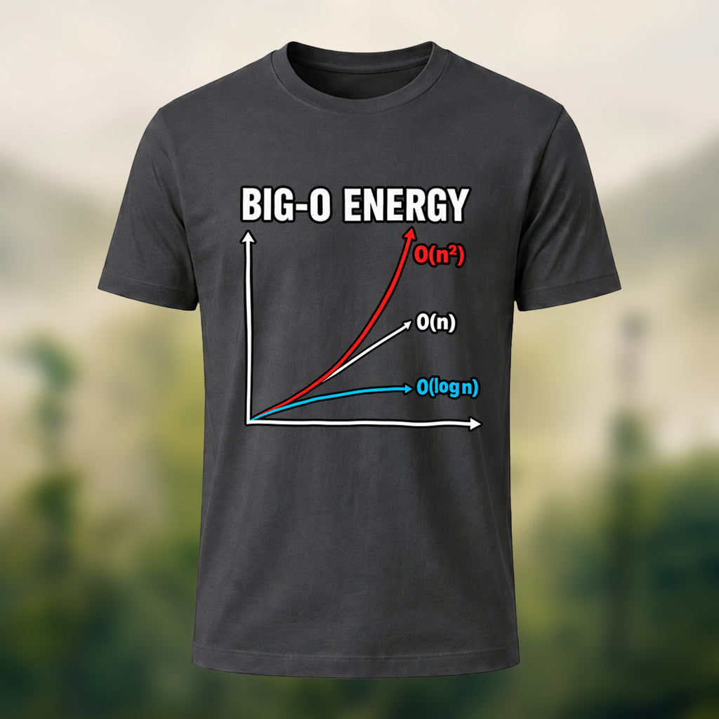 Big-O Energy Print Casual Premium Cotton T-Shirt Charcoal