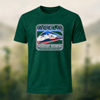 Acela Train Print Combed Cotton T-Shirt Forest Green
