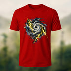 Turbulent Storm Vortex Soft Cotton T-Shirt Red