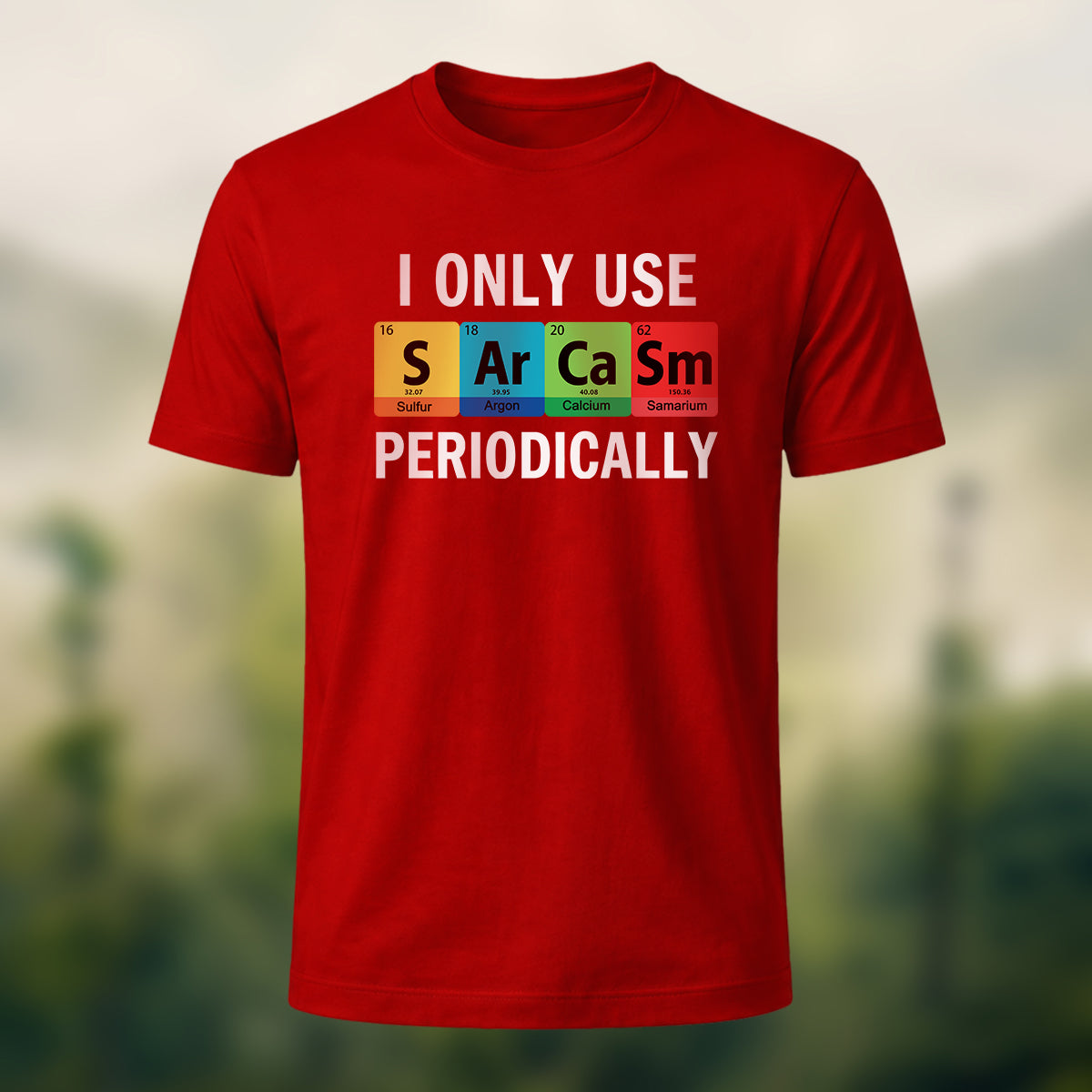 Chemical Element Print Casual Cotton T-Shirt Red