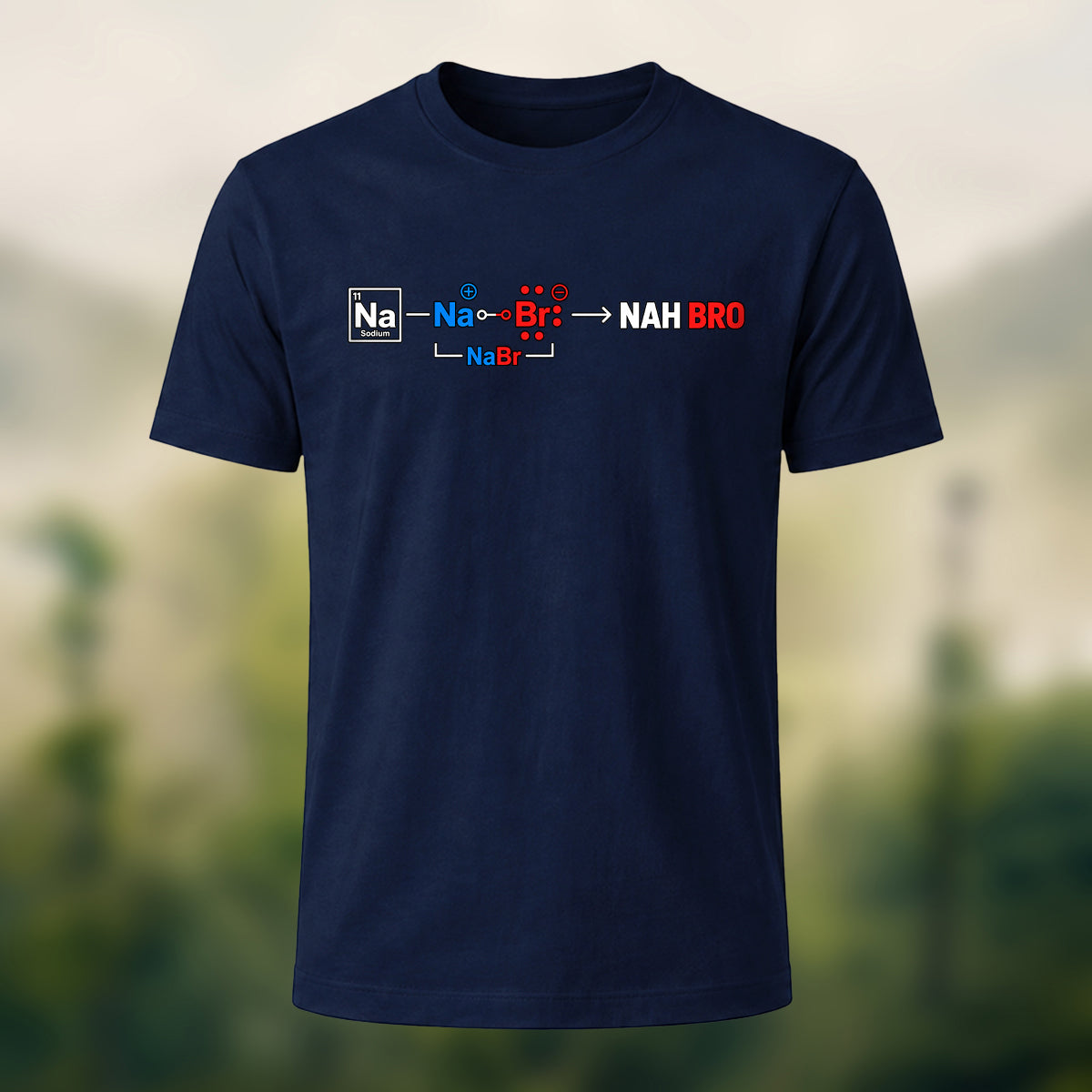 Chemistry Formula Print Casual Cotton T-Shirt Navy
