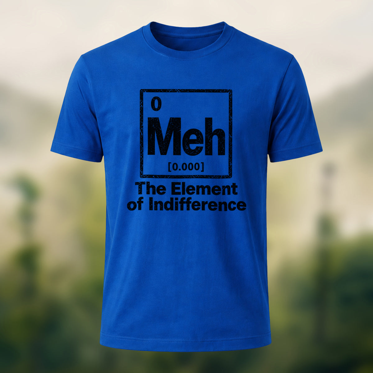 Playful Meh Chemistry Element Soft Cotton T-Shirt Royal Blue