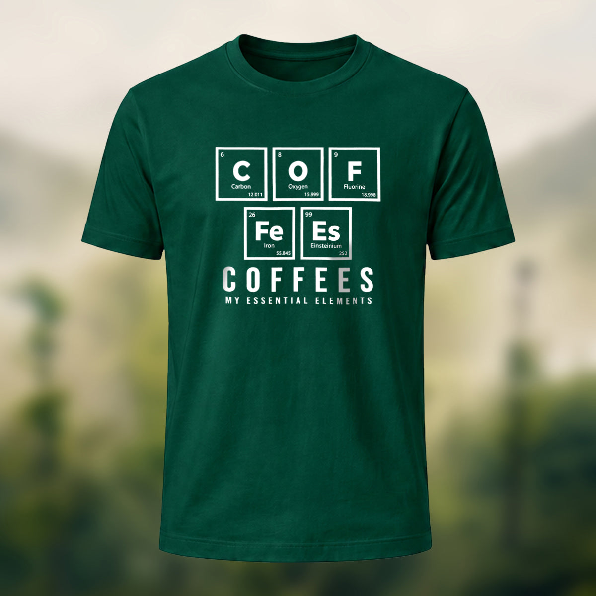 Creative Coffee Elements Soft Cotton T-Shirt Forest Green
