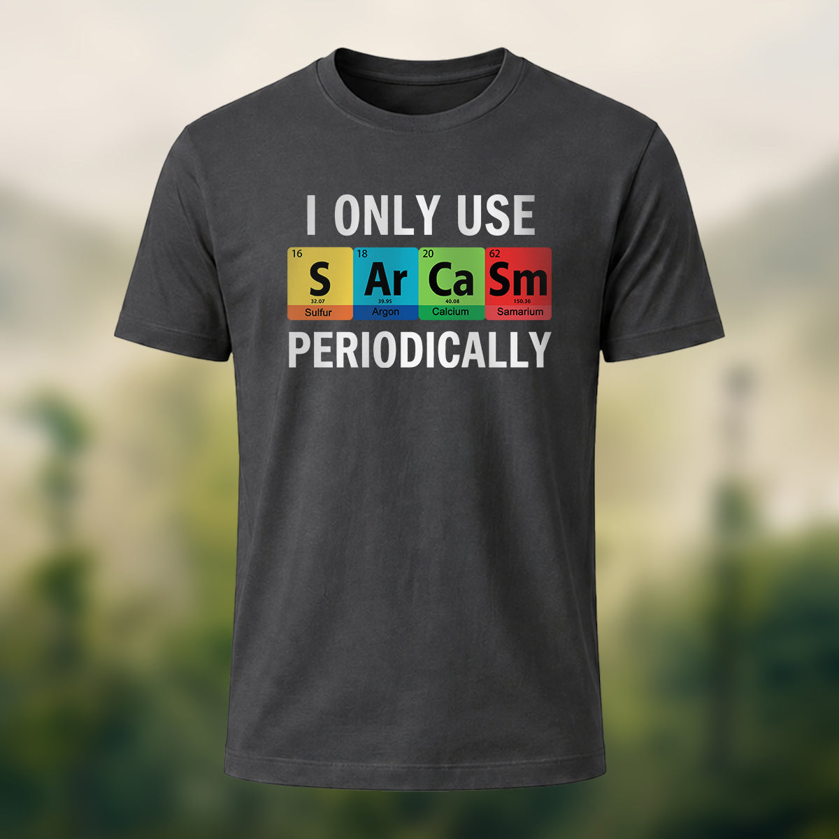 Chemical Element Print Casual Cotton T-Shirt Charcoal