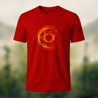 Solar Flare Print Combed Cotton T-Shirt Red