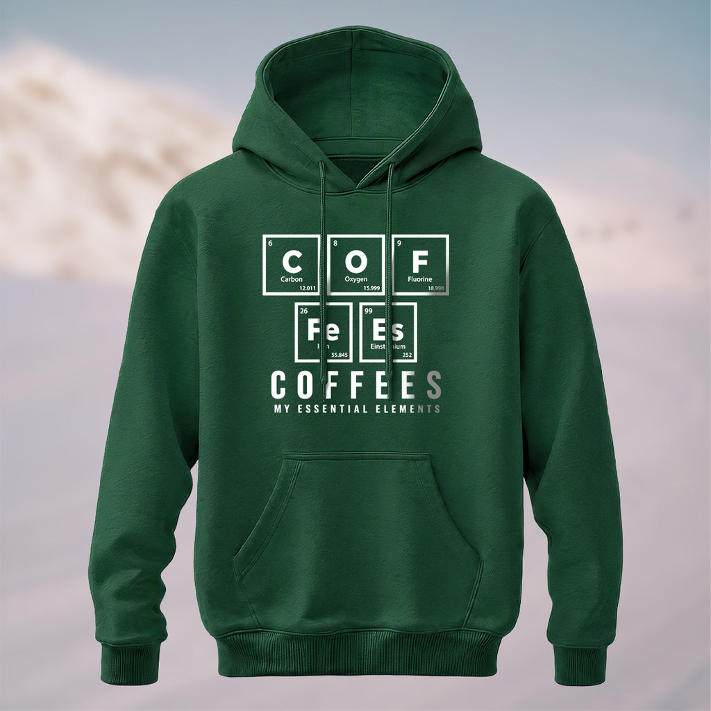 Cotton Made Chemistry Coffee Pun Hoodie Forest Green