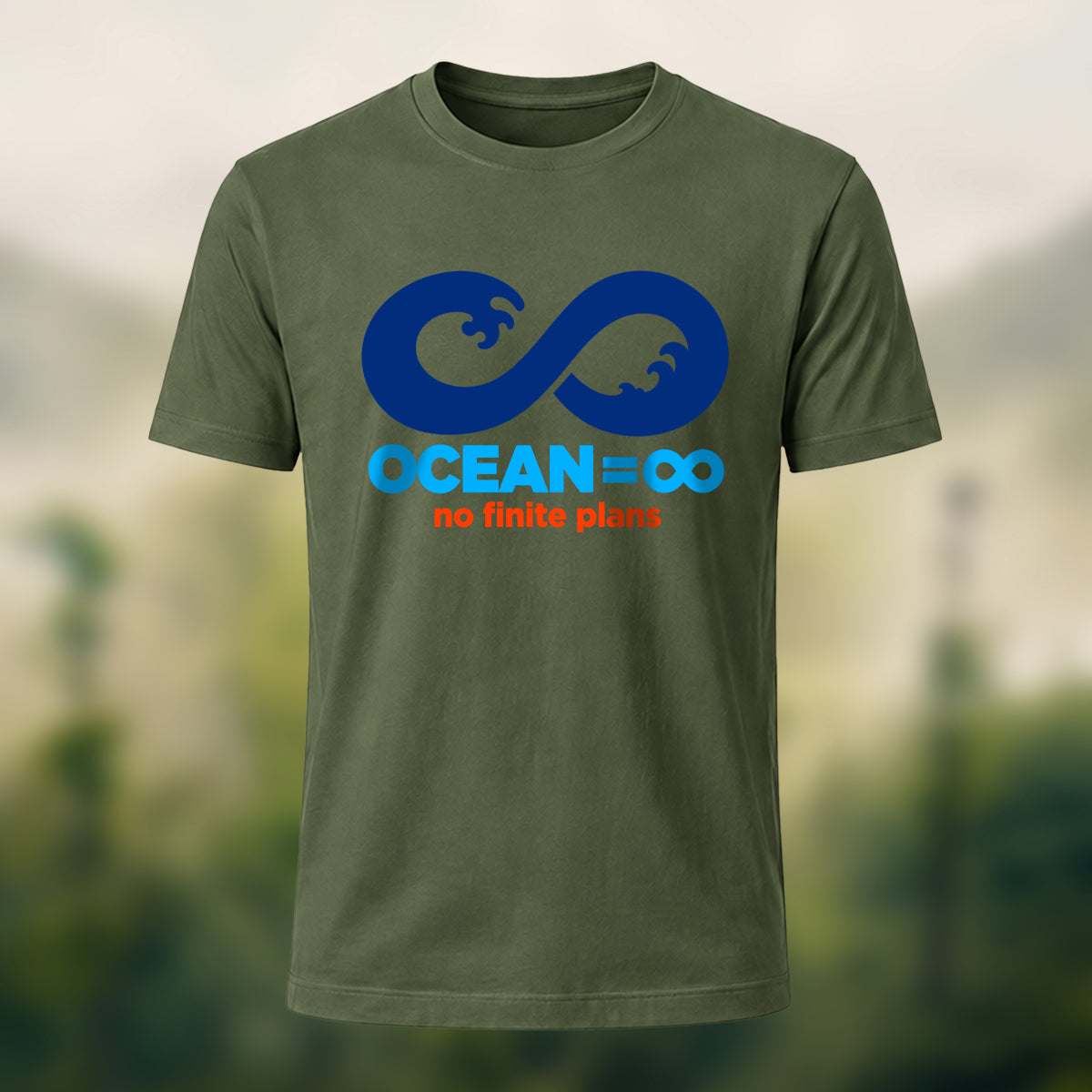 Endless Ocean Symbol Premium Cotton T-Shirt Olive Green