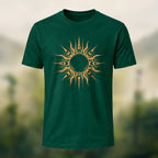 Abstract Sun Print Premium Cotton T-Shirt Forest Green