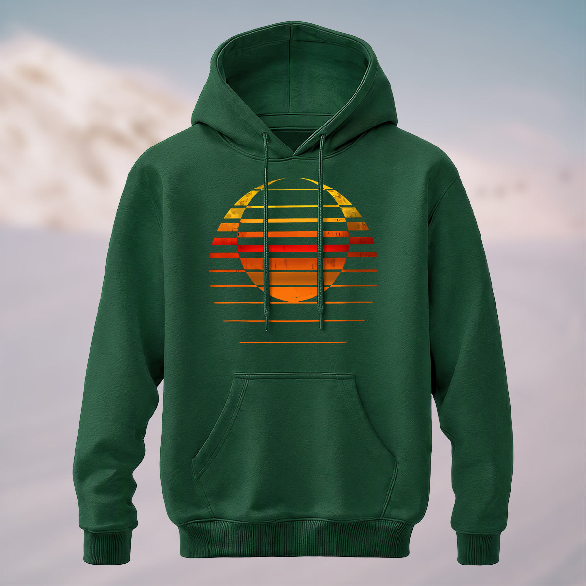 Cotton Made Vintage Sunset Horizon Hoodie Forest Green