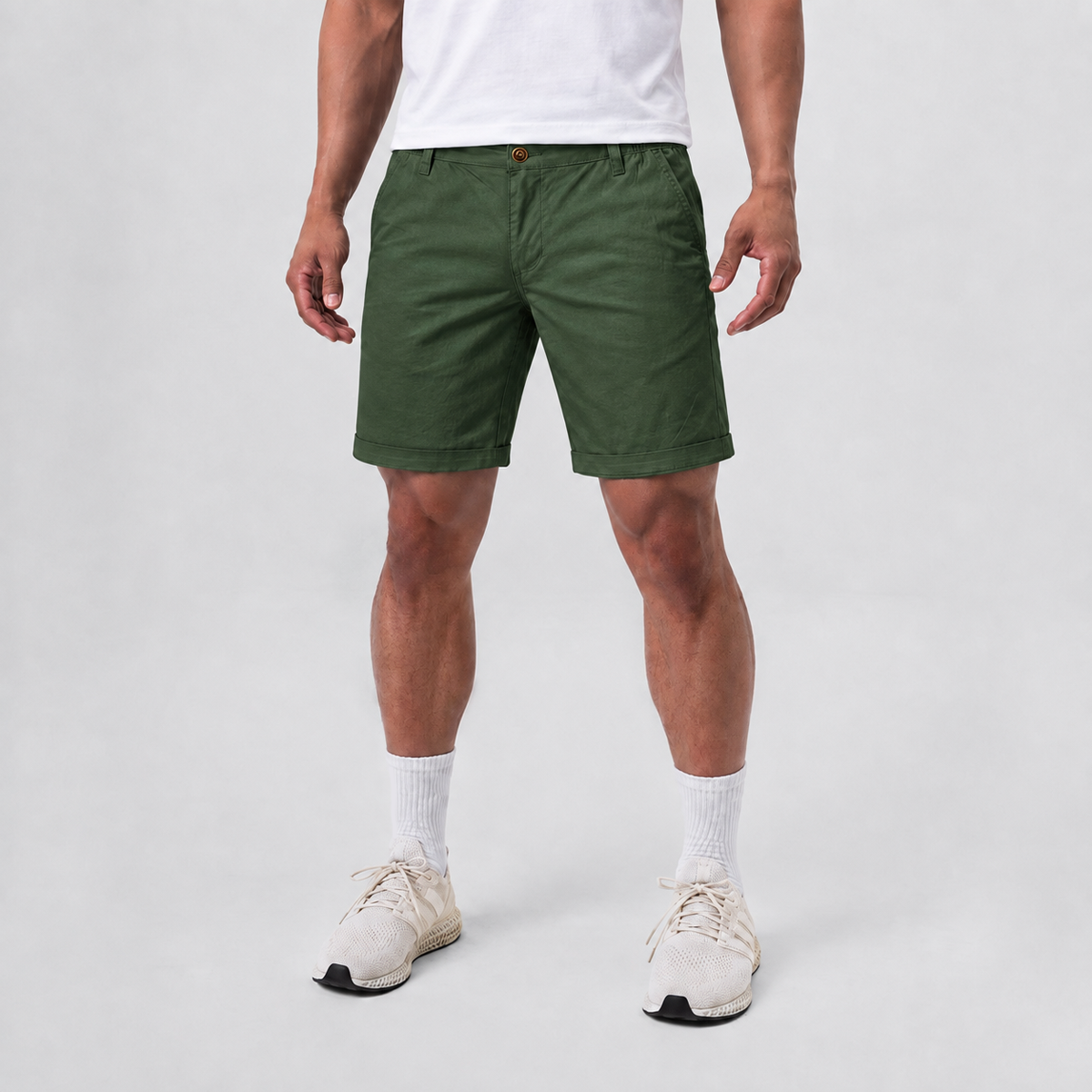 Soft Breathable Cotton Casual Shorts Dark Green