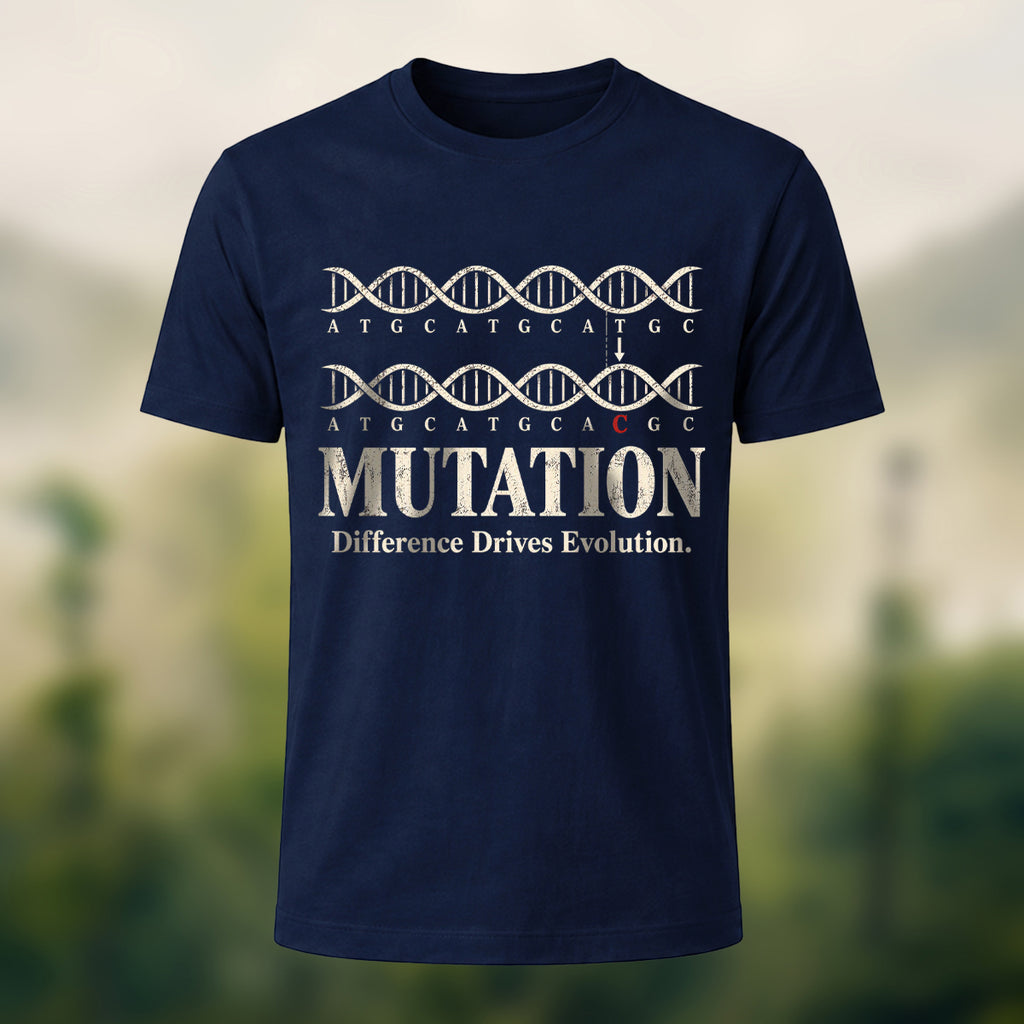 DNA Mutation Print Casual Soft Cotton T-Shirt Navy