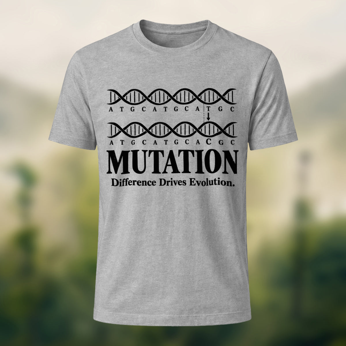 DNA Mutation Print Casual Soft Cotton T-Shirt Heather Grey