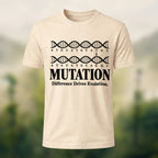 DNA Mutation Print Casual Soft Cotton T-Shirt Beige