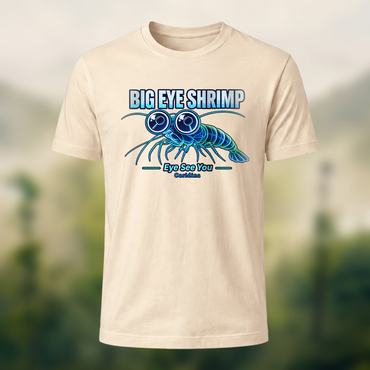 Whimsical Big Eye Shrimp Combed Cotton T-Shirt Beige