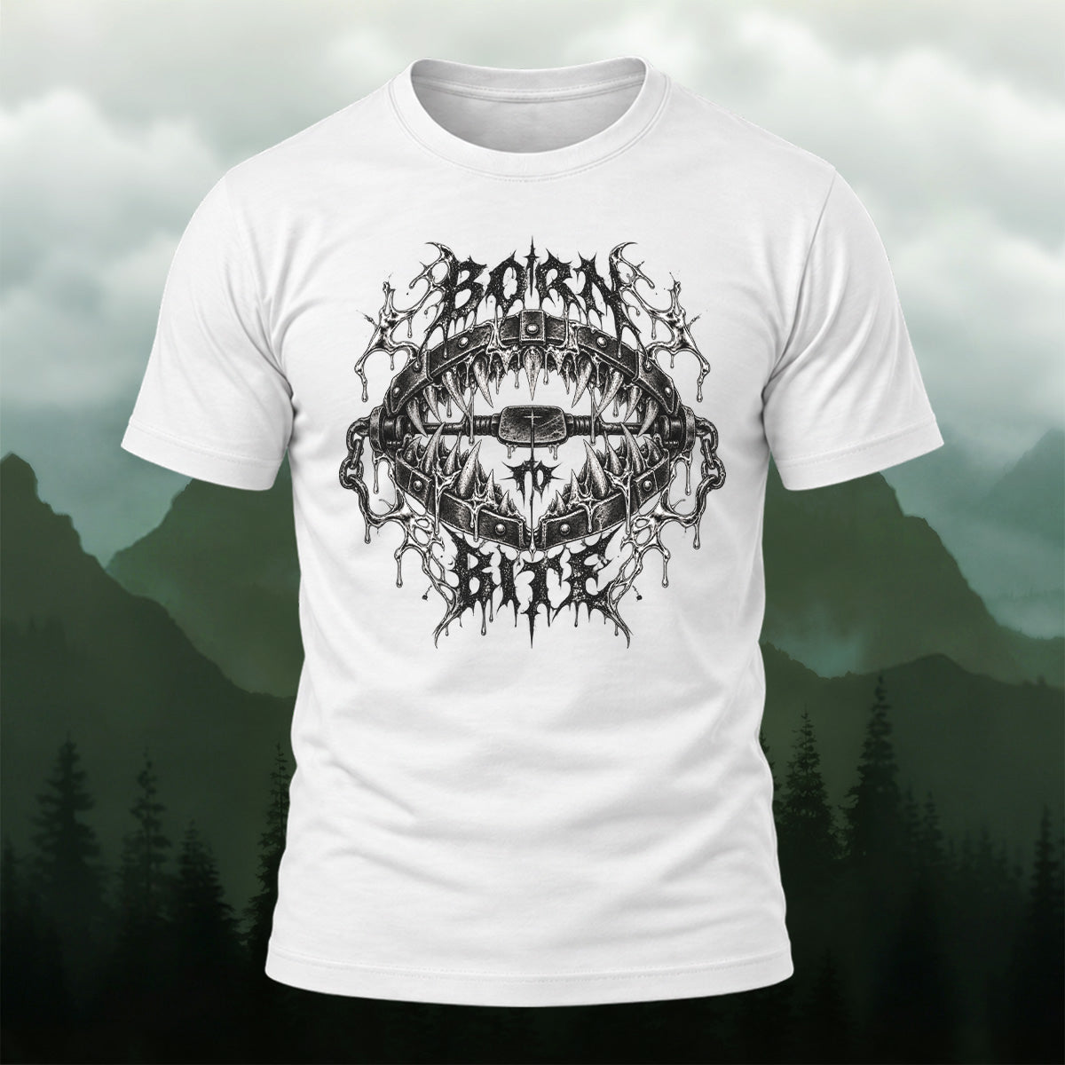 Dark Metallic Fang Trap Combed Cotton T-Shirt White