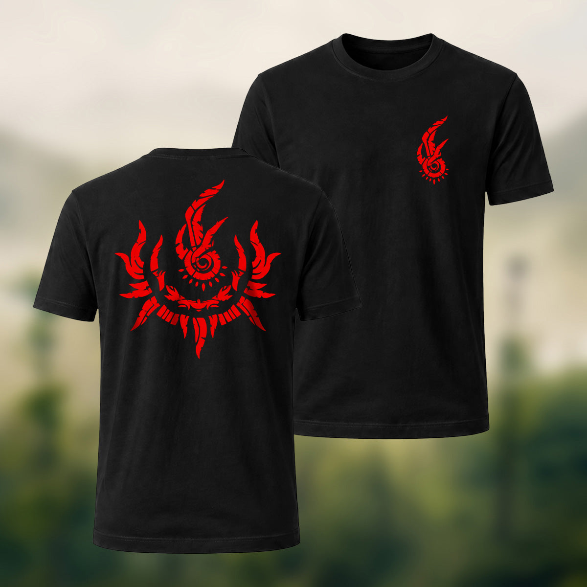 Bold Mystical Spiral Emblem Soft Cotton T-Shirt Black