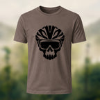 Edgy Cycling Skull Premium Cotton T-Shirt Coffee