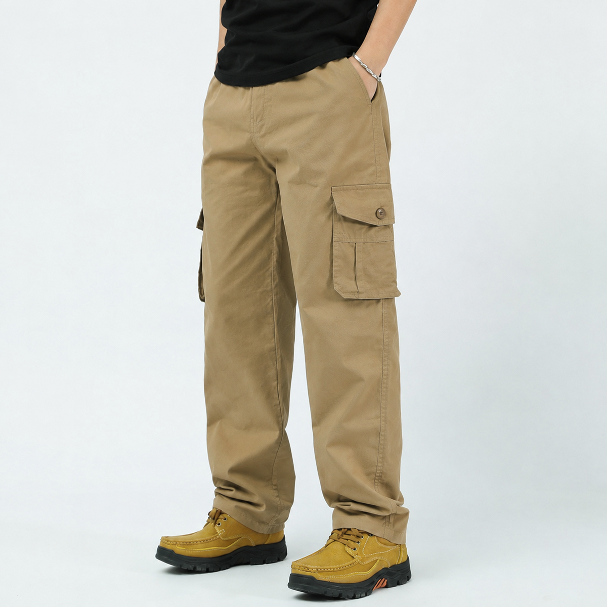 Classic Multi-Pocket Premium Cotton Pants Brown