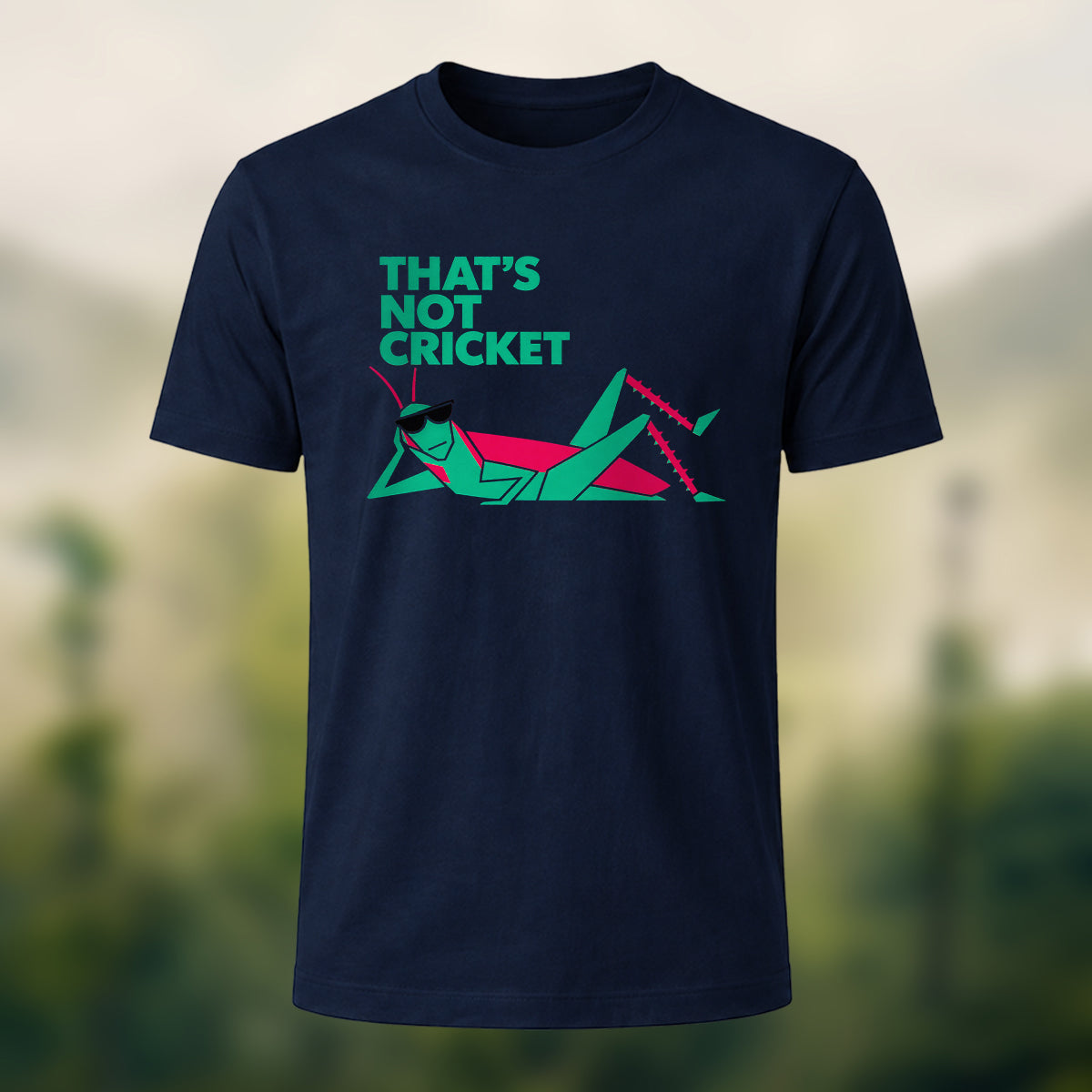 Witty Laid-Back Cricket Combed Cotton T-Shirt Navy