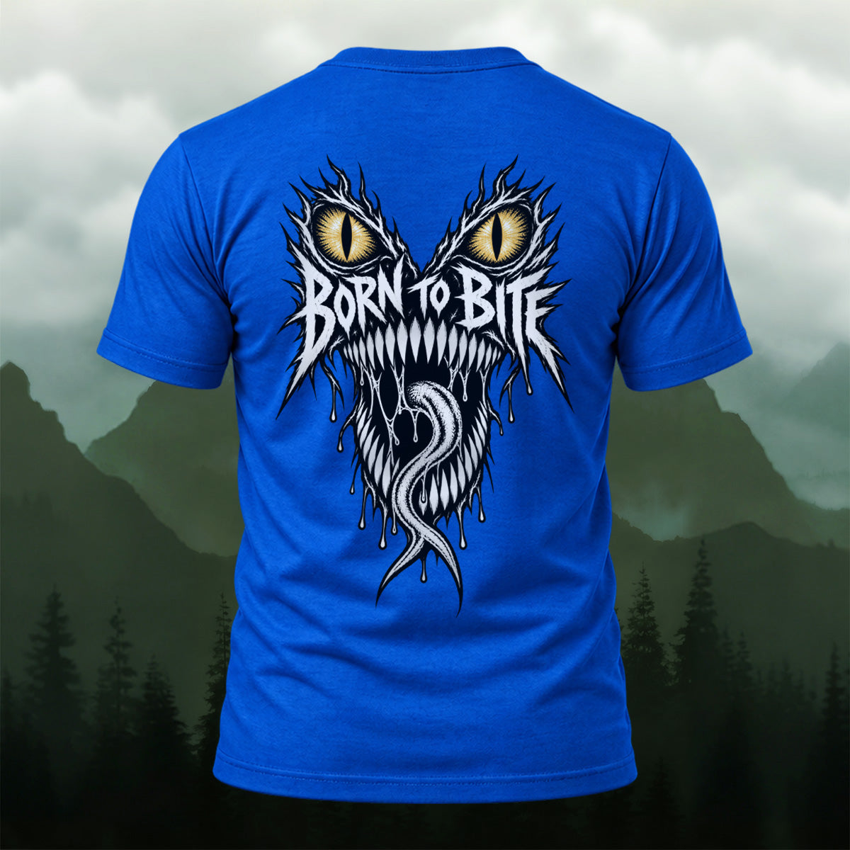 Dark Fierce Beast Combed Cotton T-Shirt Royal Blue