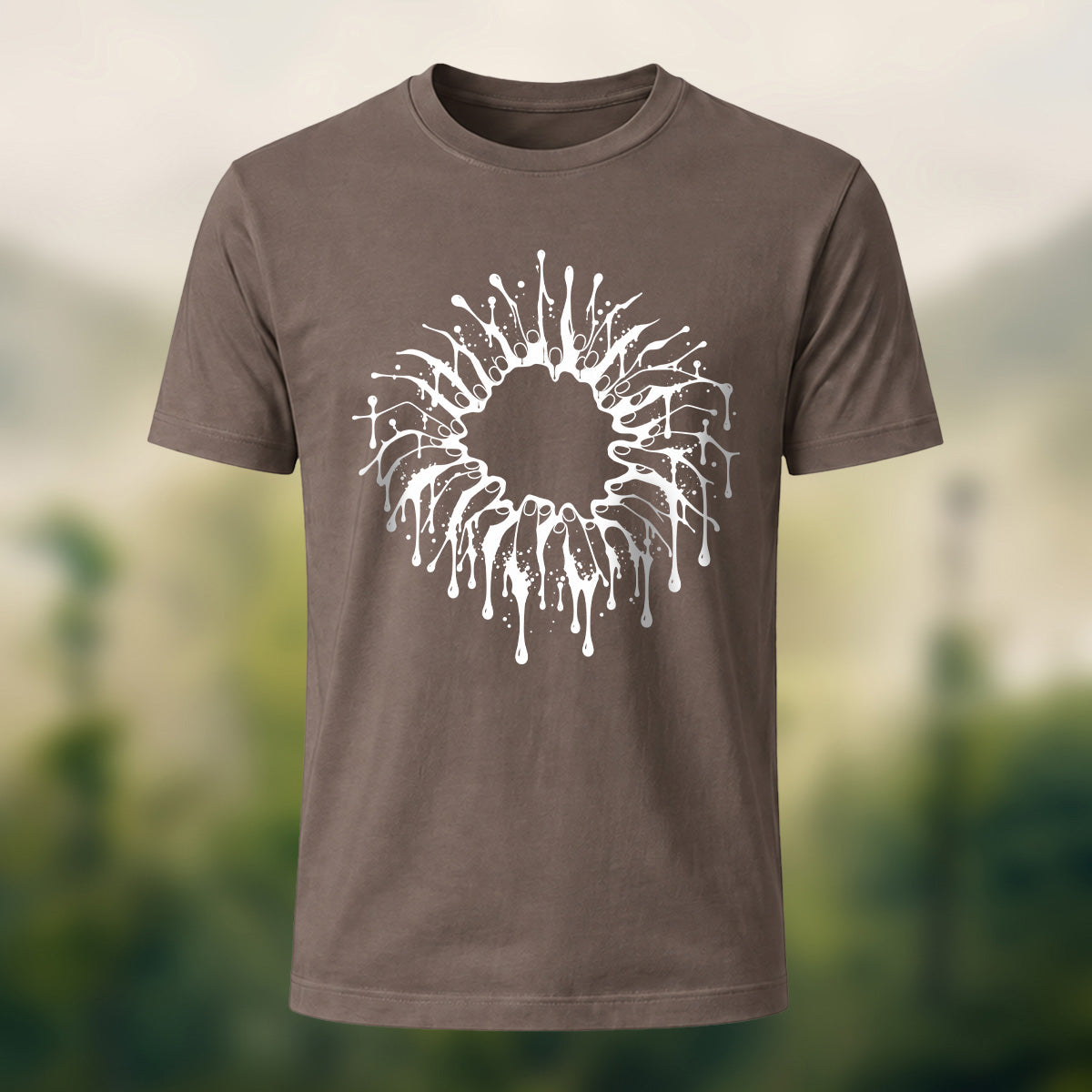 Gothic Severed Fingers Combed Cotton T-Shirt Coffee
