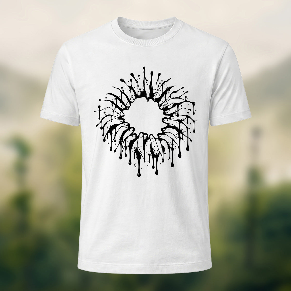 Gothic Severed Fingers Combed Cotton T-Shirt White